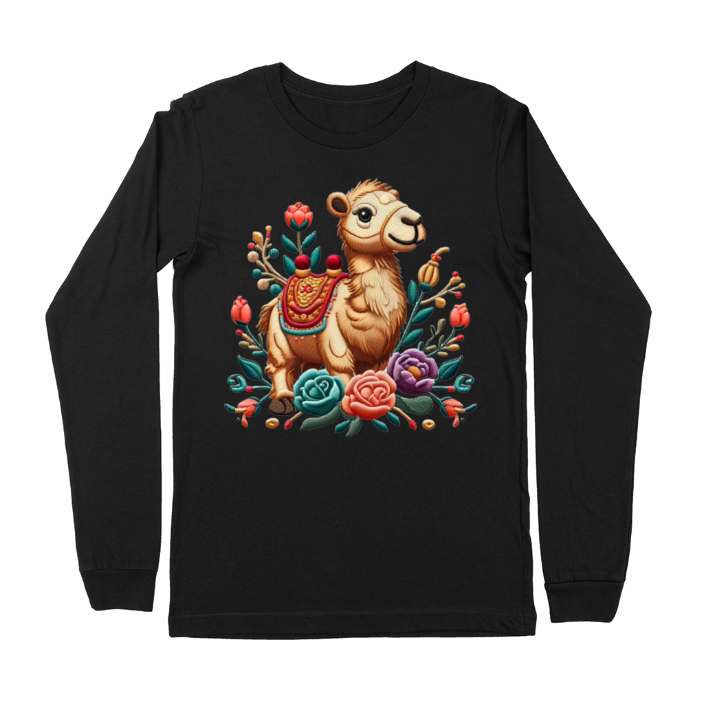 Charming Camel with Floral Ornaments Premium Long Sleeve