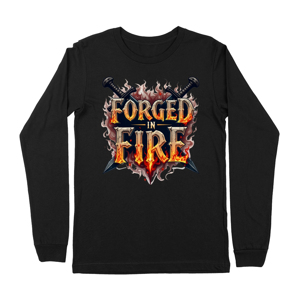 Forged in Fire - Medieval Typography T-Shirt Premium Long Sleeve