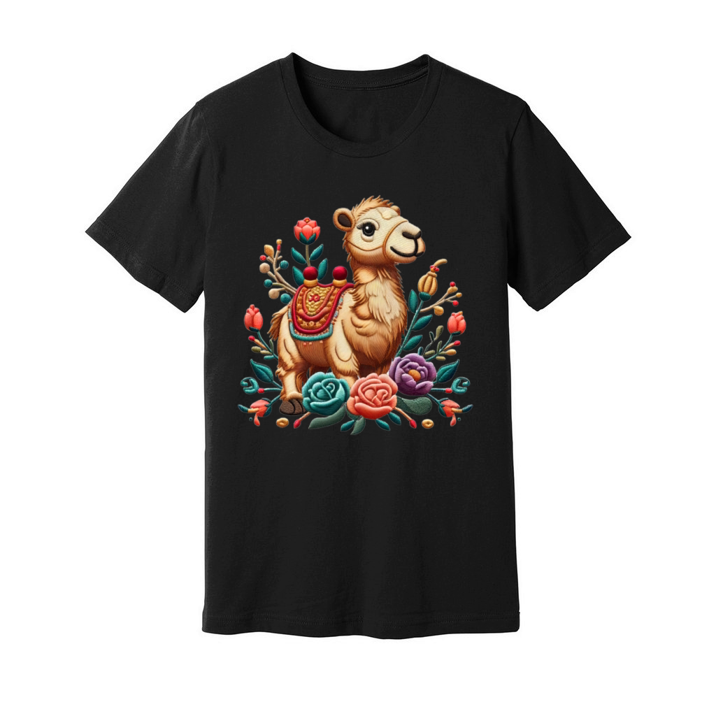 Charming Camel with Floral Ornaments Unisex Jersey Tee