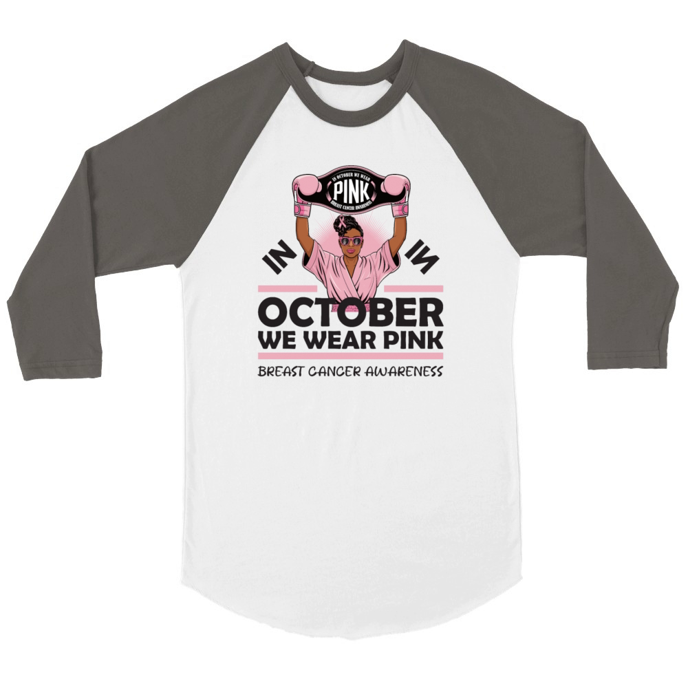 Breast Cancer Design In Pink Boxer Style Unisex ¾ sleeve Raglan T-shirt
