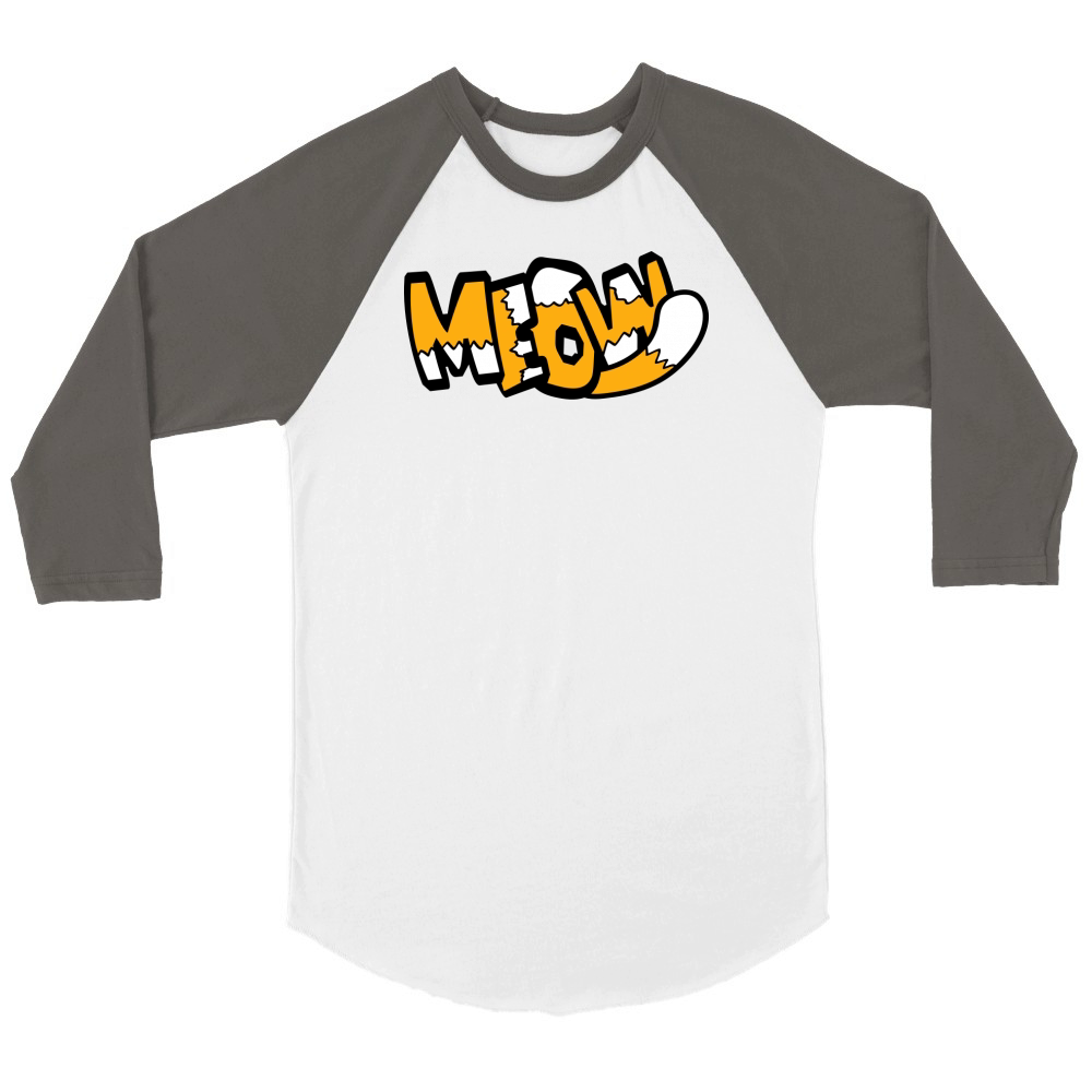 Funny Meow Cat Cartoon Text Quote Comic Letters Unisex ¾ sleeve Raglan T-shirt