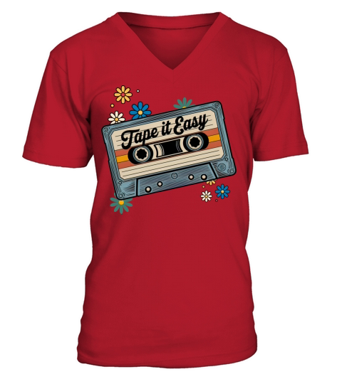 Funny Cassette Tape Shirt - Tape It Easy Retro Tee V-Neck T-shirt