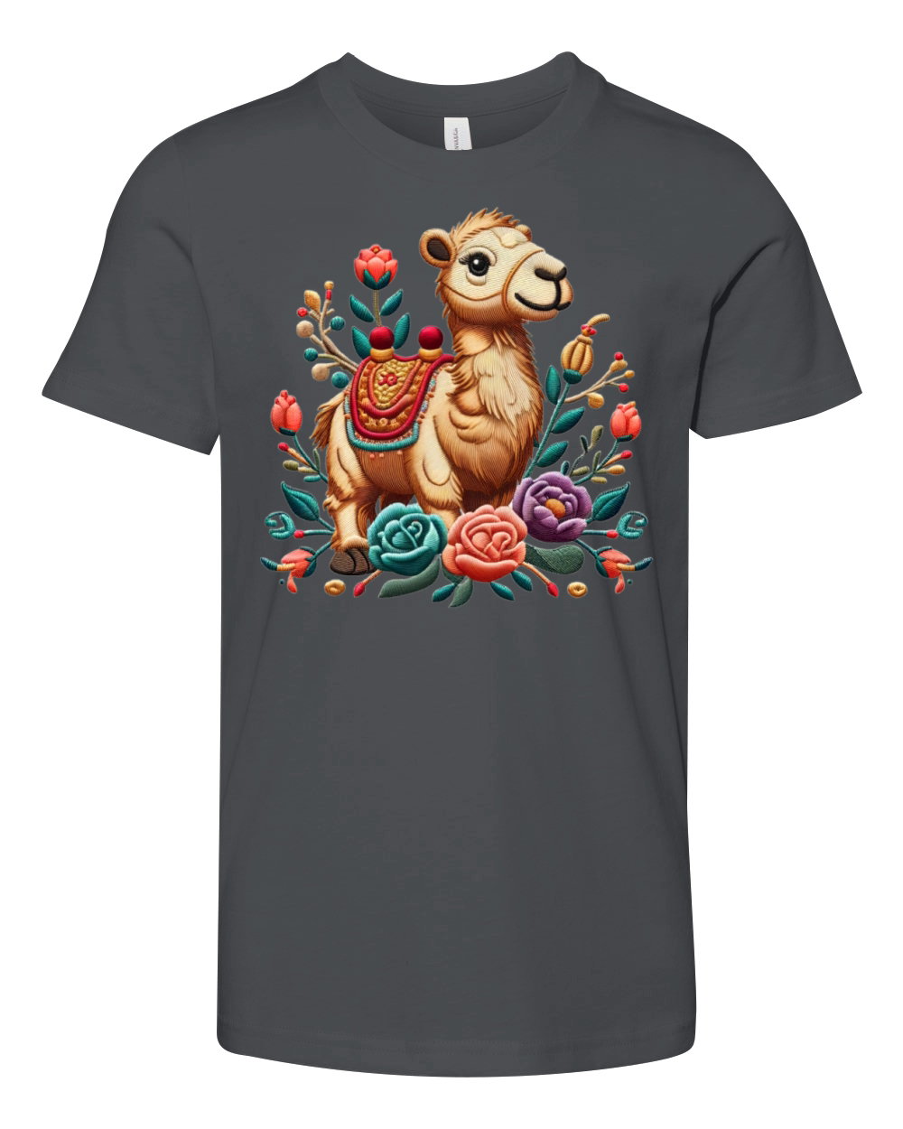 Charming Camel with Floral Ornaments Youth Unisex Jersey Tee