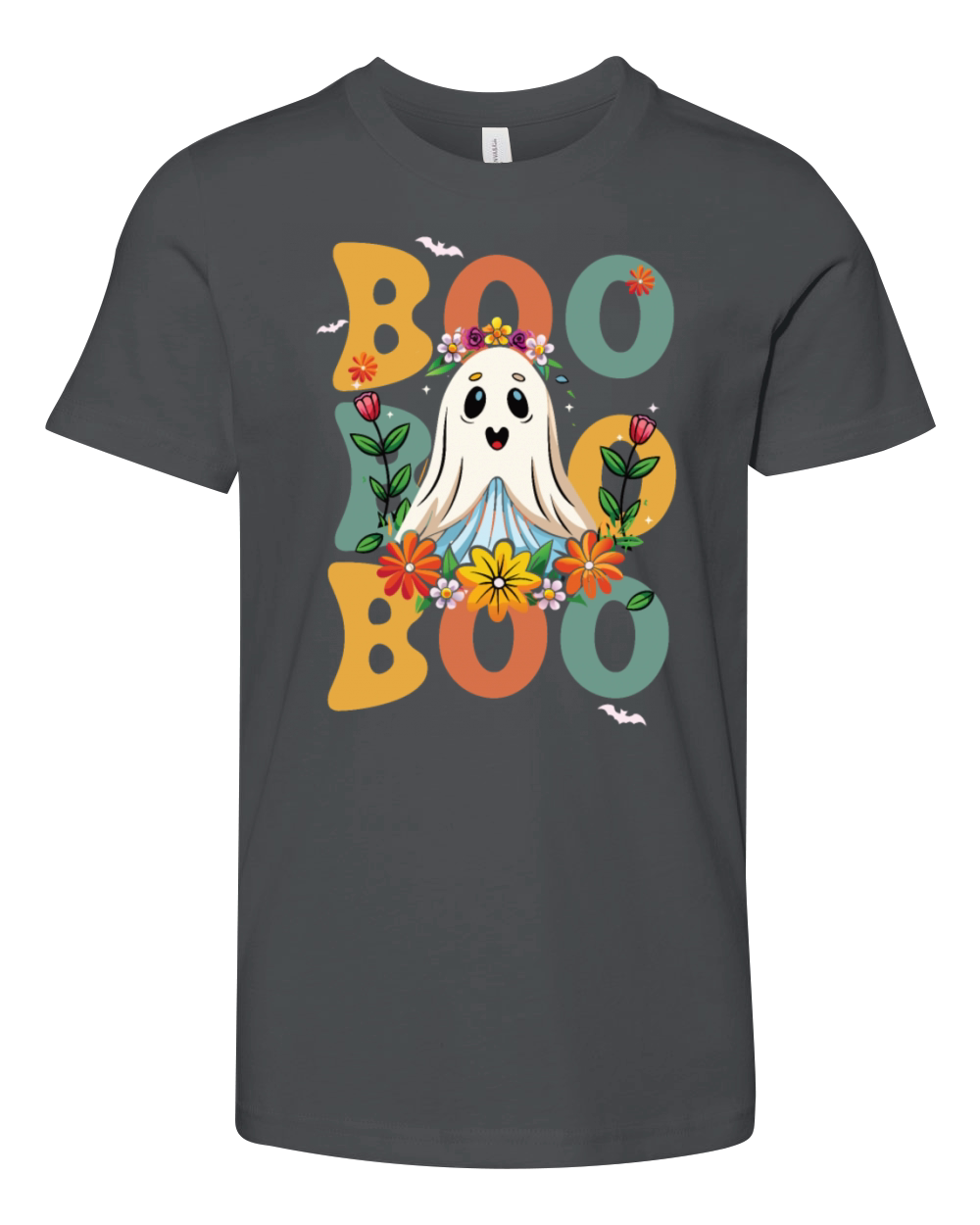 Halloween Boo Ghost Spooky Season Vintage Floral W Youth Unisex Jersey Tee
