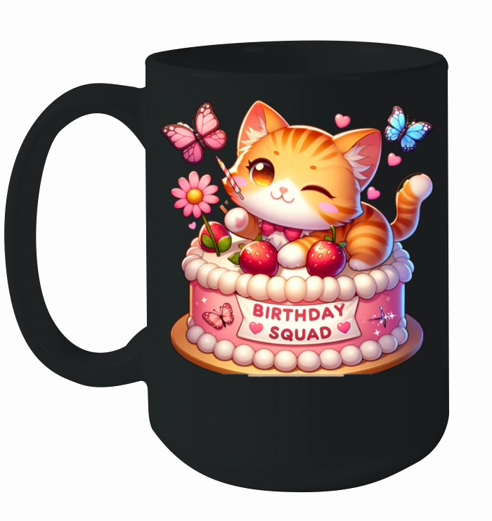 Birthday Squad Little Cute Cat Birthday Ceramic Mug
