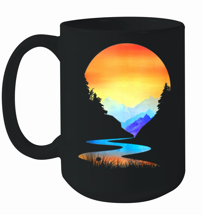 Outdoor Sunset Vintage Style Mountains Sun Nature Ceramic Mug