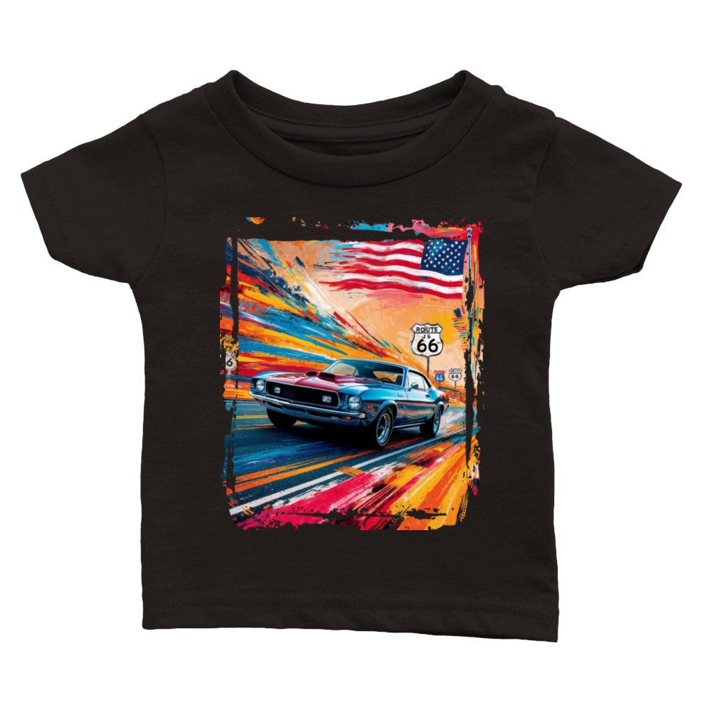 American Muscle Car Route 66 Classic Baby Crewneck T-shirt