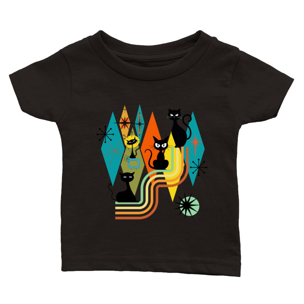 Cat Vintage Retro Mid-Century Modern Look Cats 50s Classic Baby Crewneck T-shirt