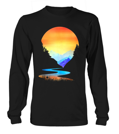 Outdoor Sunset Vintage Style Mountains Sun Nature Long sleeved Unisex