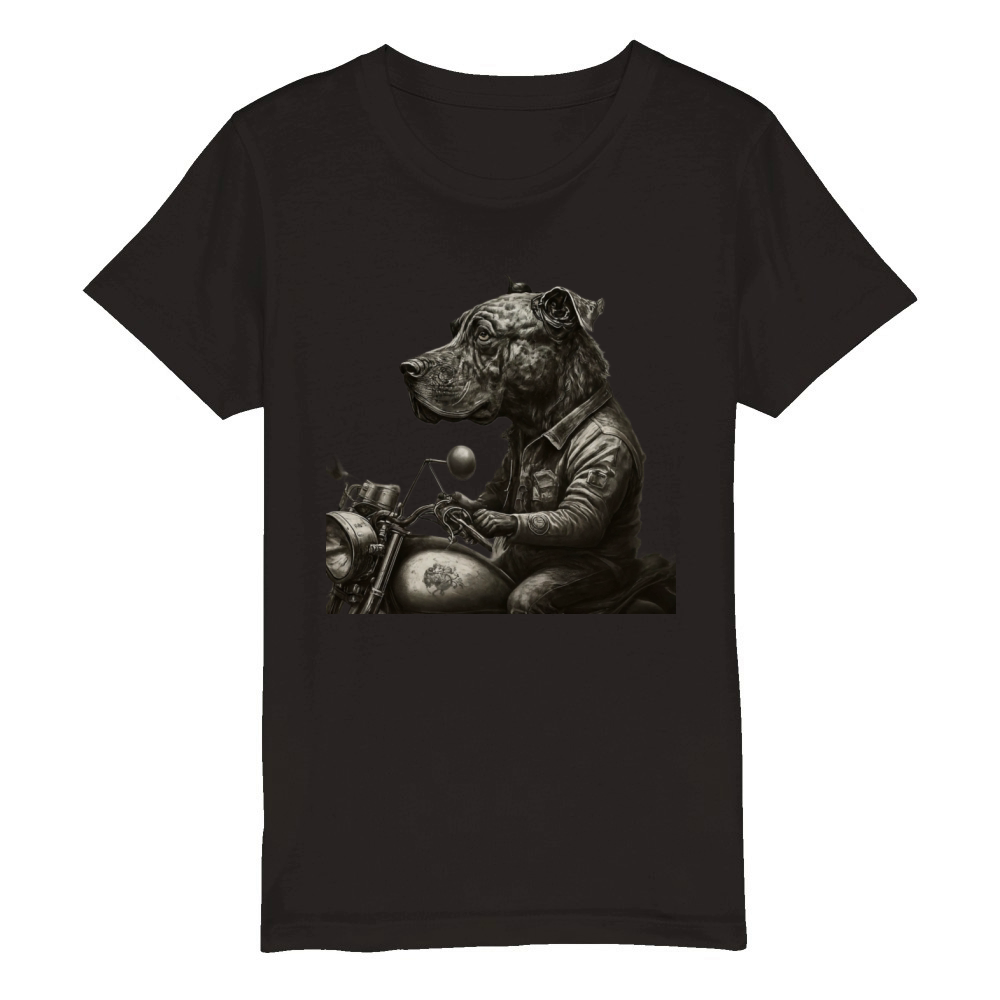 Bad Boy Cur Dog Fearless Biker Organic Kids Crewneck T-shirt