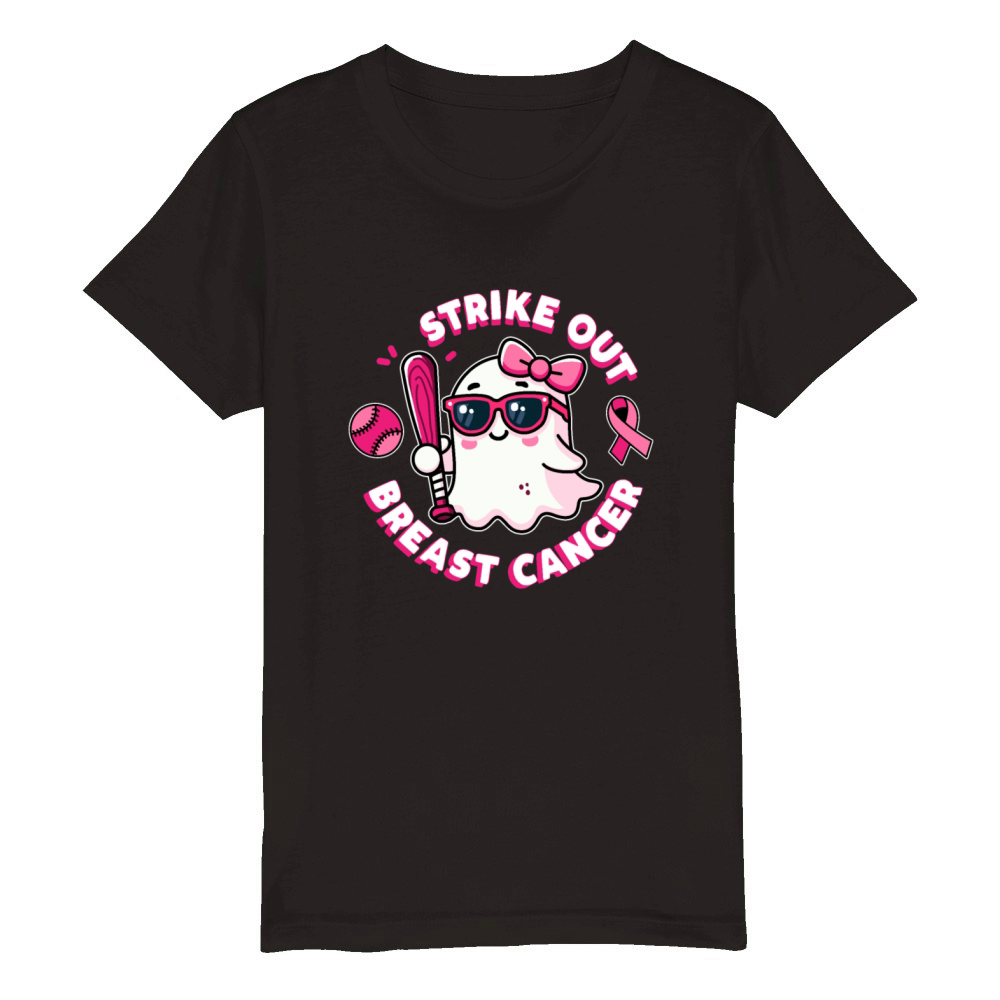 Strike Out Breast Cancer Halloween Awareness Organic Kids Crewneck T-shirt