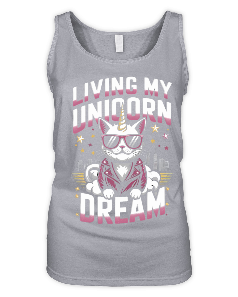 Magical Unicorn Cat Living the Dream in Retro Organic Women's Tank Top