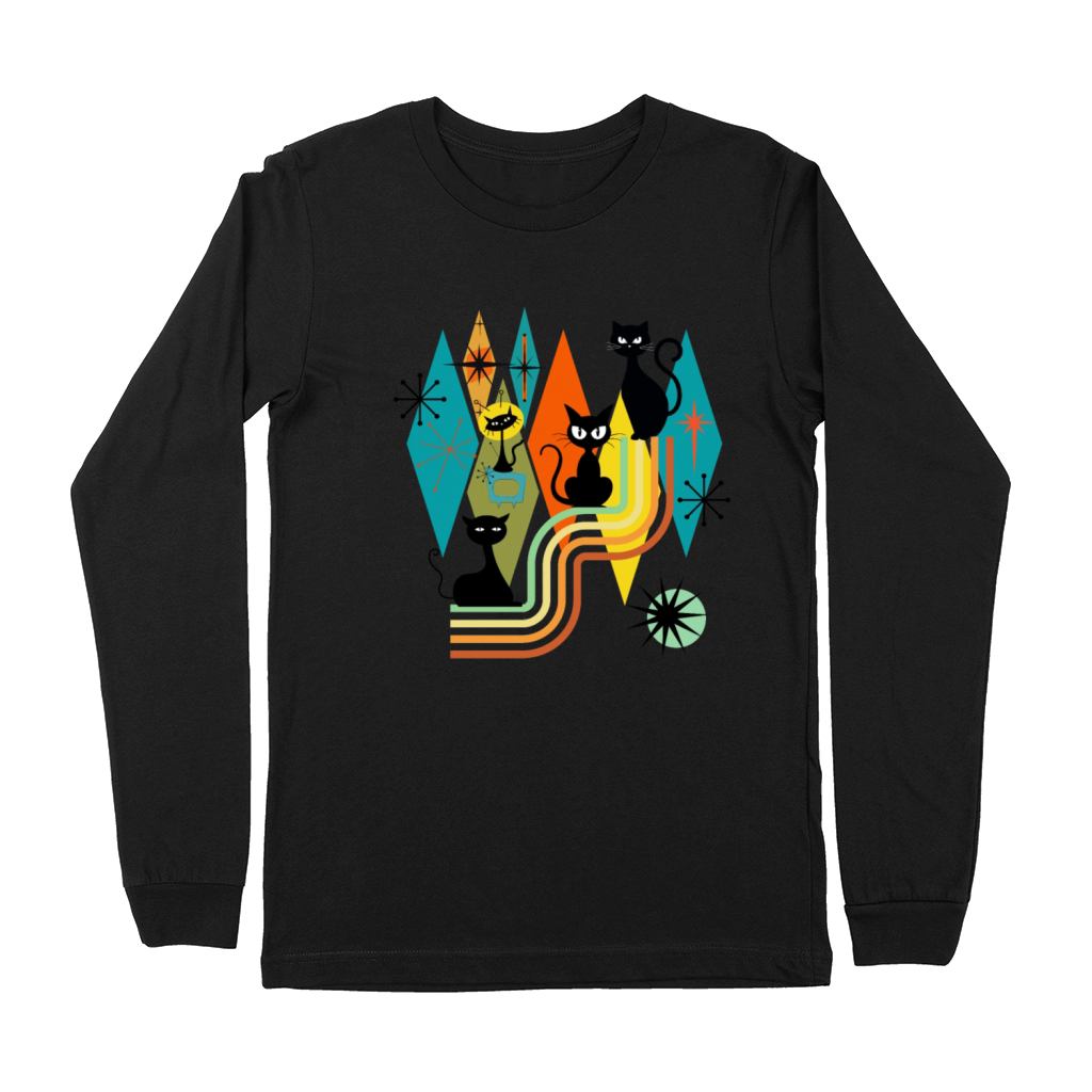 Cat Vintage Retro Mid-Century Modern Look Cats 50s Premium Long Sleeve