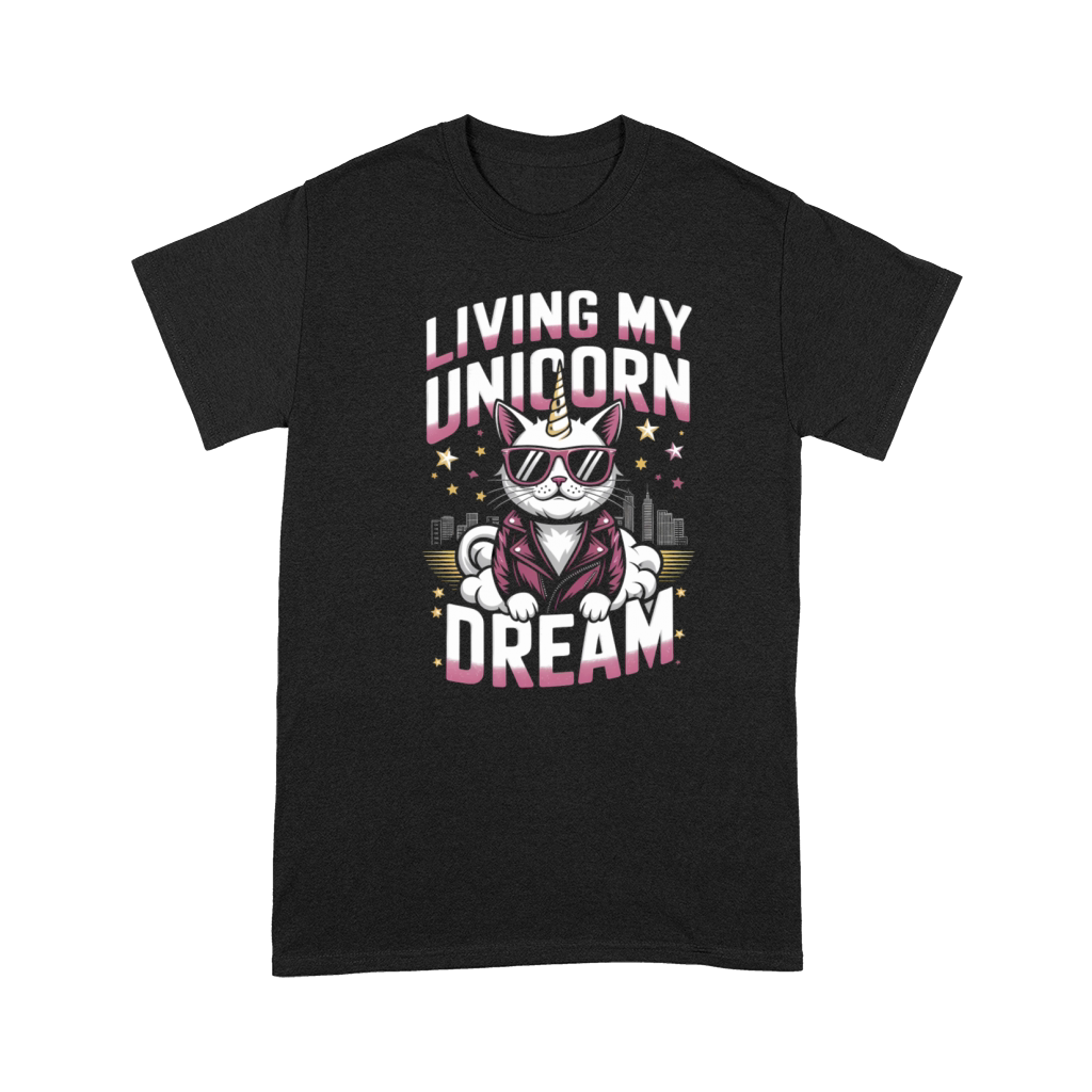 Magical Unicorn Cat Living the Dream in Retro Premium T-shirt