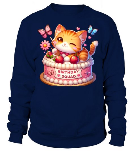 Birthday Squad Little Cute Cat Birthday Sweatshirt Unisex