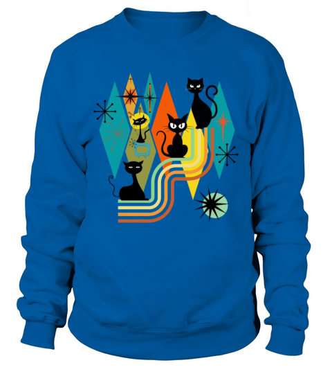 Cat Vintage Retro Mid-Century Modern Look Cats 50s Sweatshirt Unisex