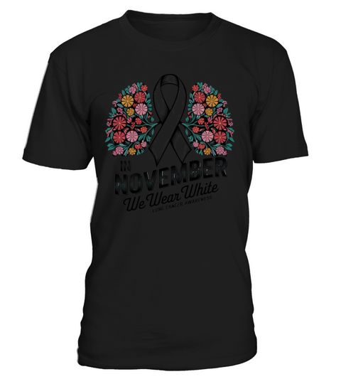 November White Ribbon Floral Lung Cancer Awareness T-Shirt Unisex