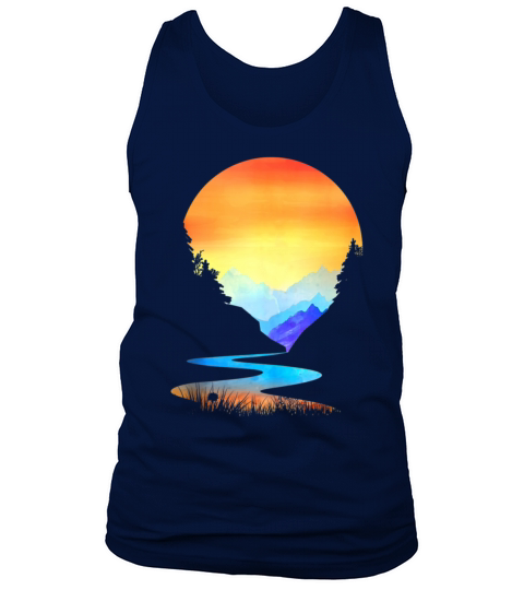 Outdoor Sunset Vintage Style Mountains Sun Nature Tank Top Unisex