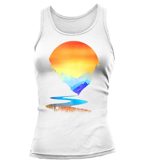 Outdoor Sunset Vintage Style Mountains Sun Nature Tank top Woman