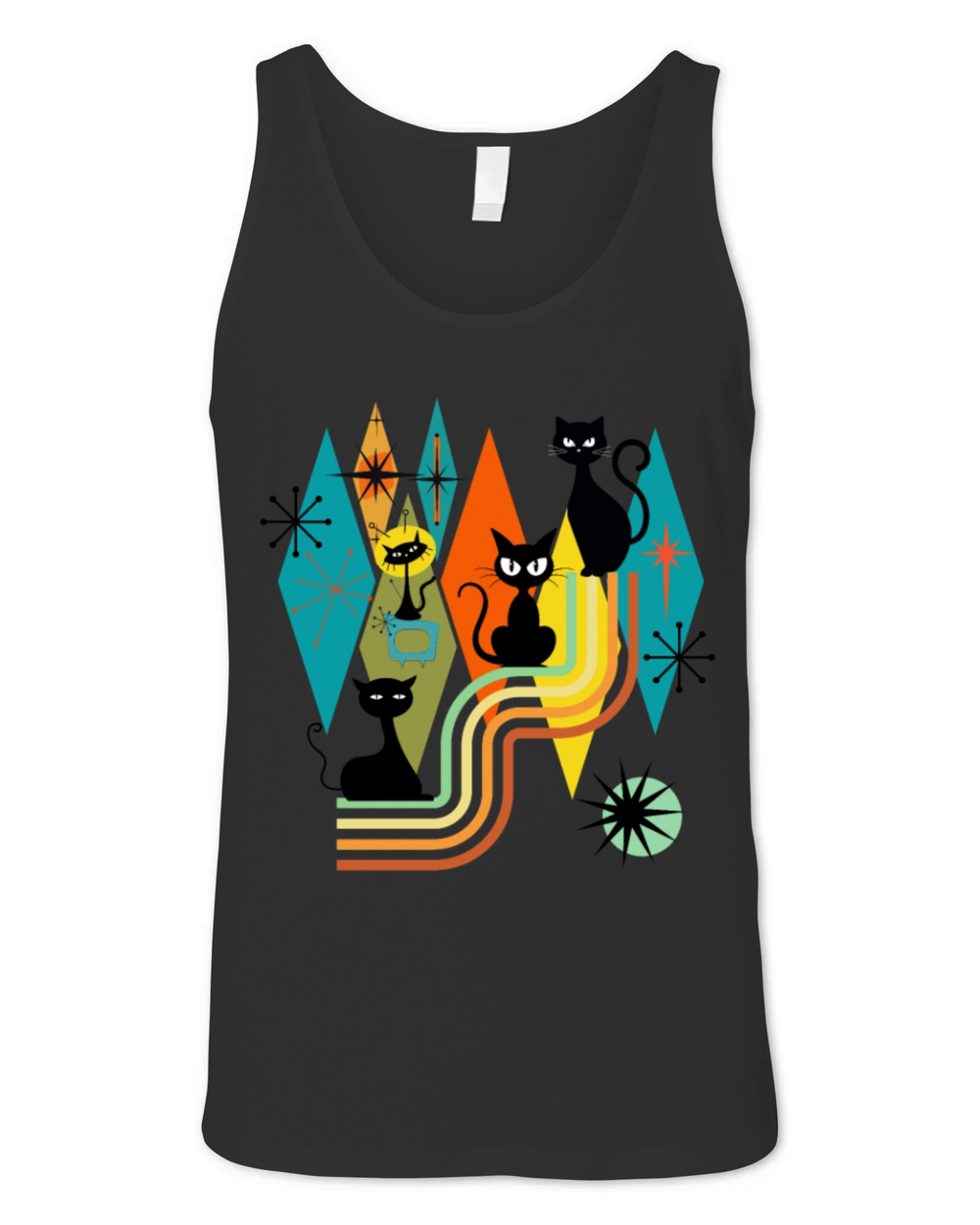 Cat Vintage Retro Mid-Century Modern Look Cats 50s Unisex Jersey Tank