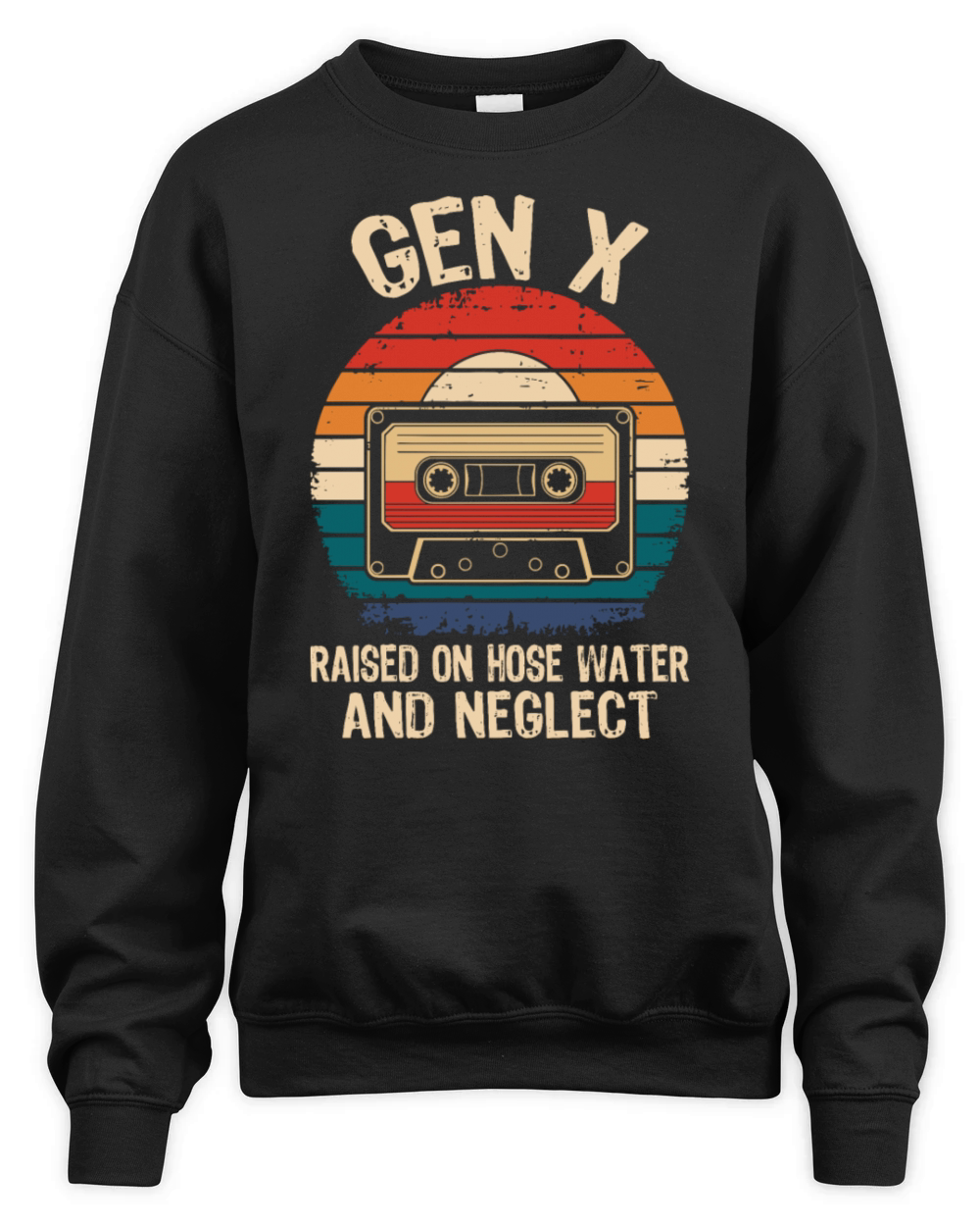 Gen X Retro Cassette Raised on Hose Water Vintage Unisex Premium Crewneck Sweatshirt