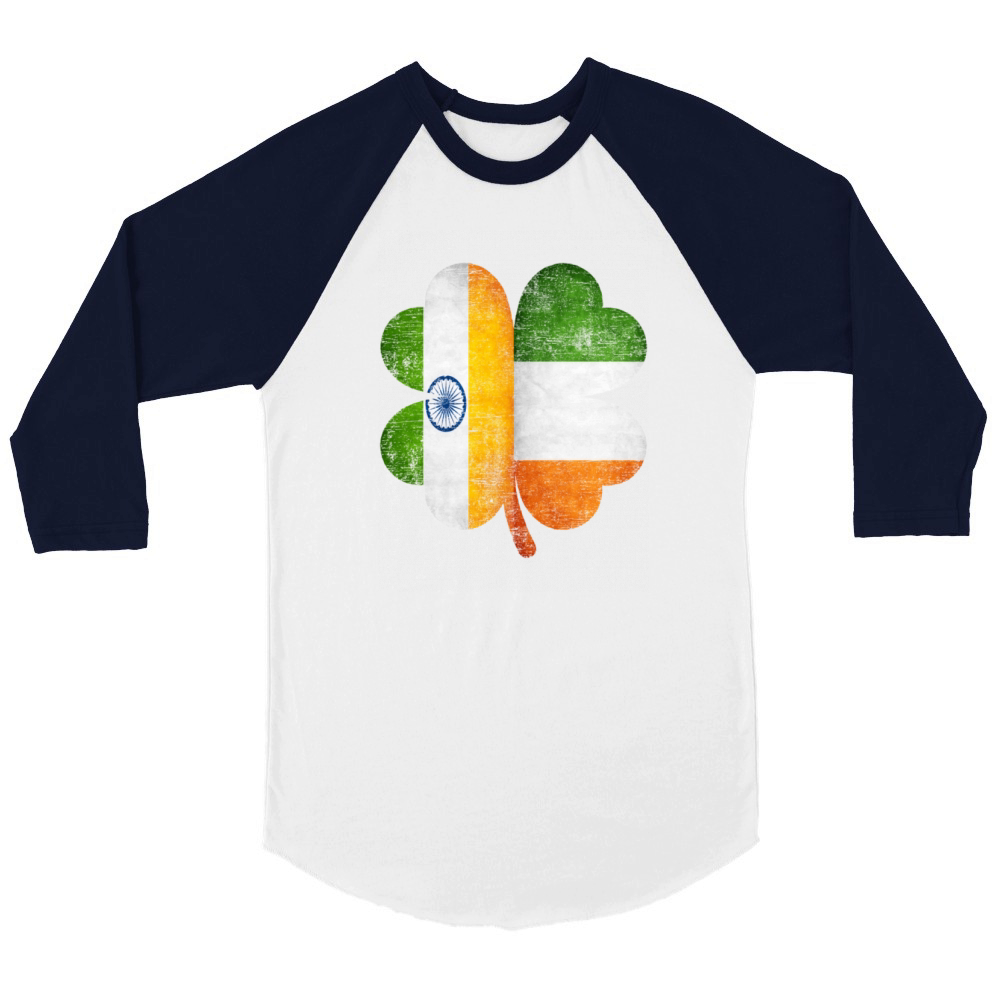 Indian Irish Shamrock India Ireland Flag Unisex ¾ sleeve Raglan T-shirt