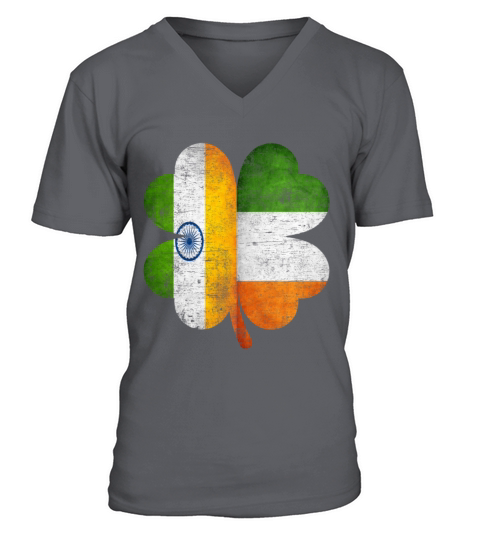Indian Irish Shamrock India Ireland Flag V-Neck T-shirt