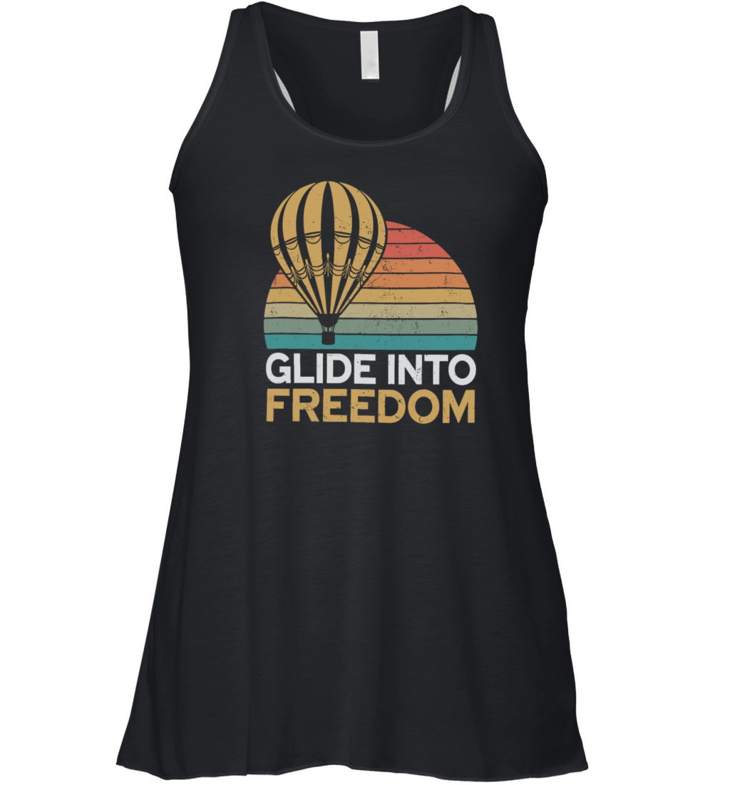 Hot Air Balloon Glide Into Freedom Retro Vibes Women's Flowy Tank Top
