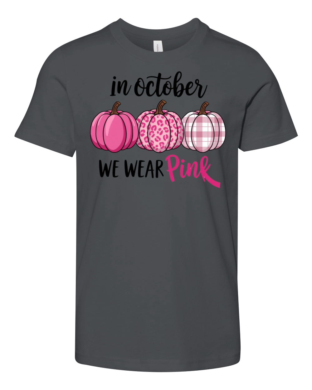 In October We Wear Pink Pumpkins Youth Unisex Jersey Tee