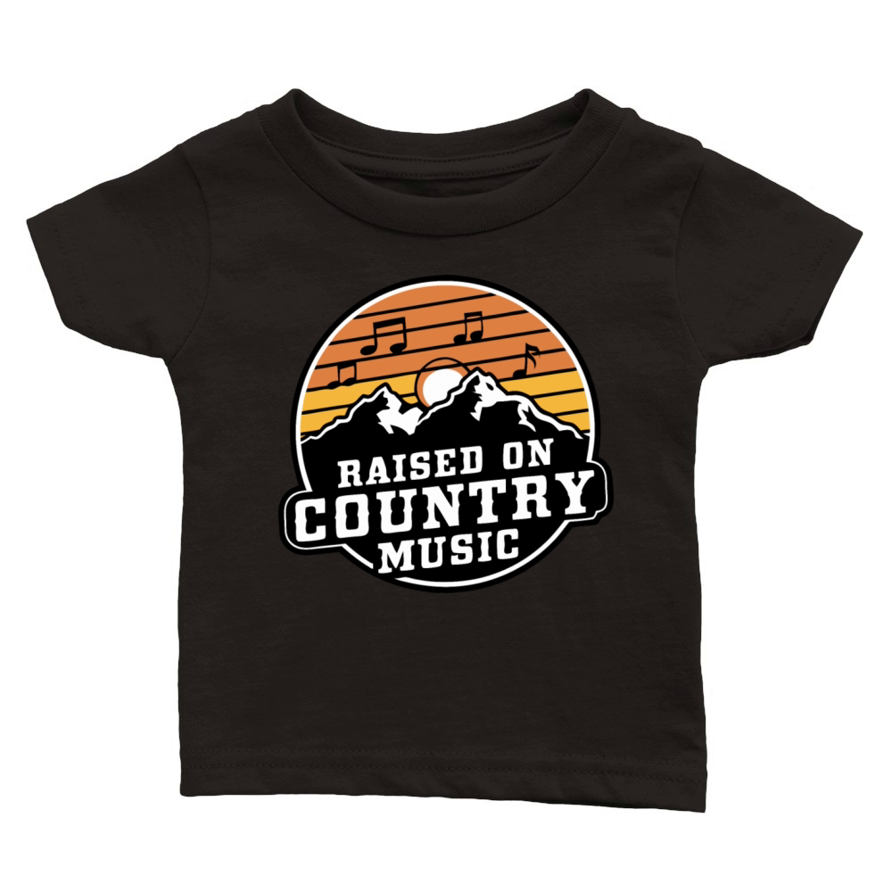 Raised on Country Music - Vintage Mountain Design Classic Baby Crewneck T-shirt