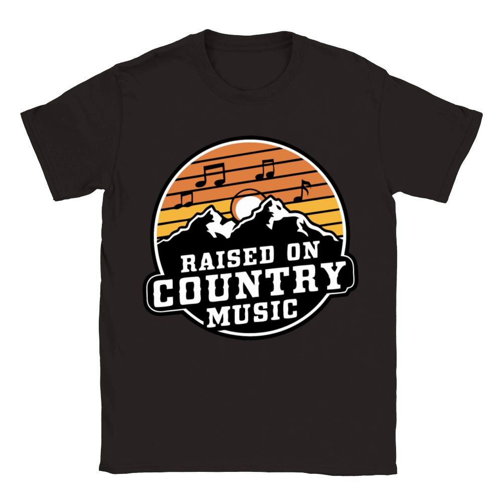 Raised on Country Music - Vintage Mountain Design Classic Kids Crewneck T-shirt