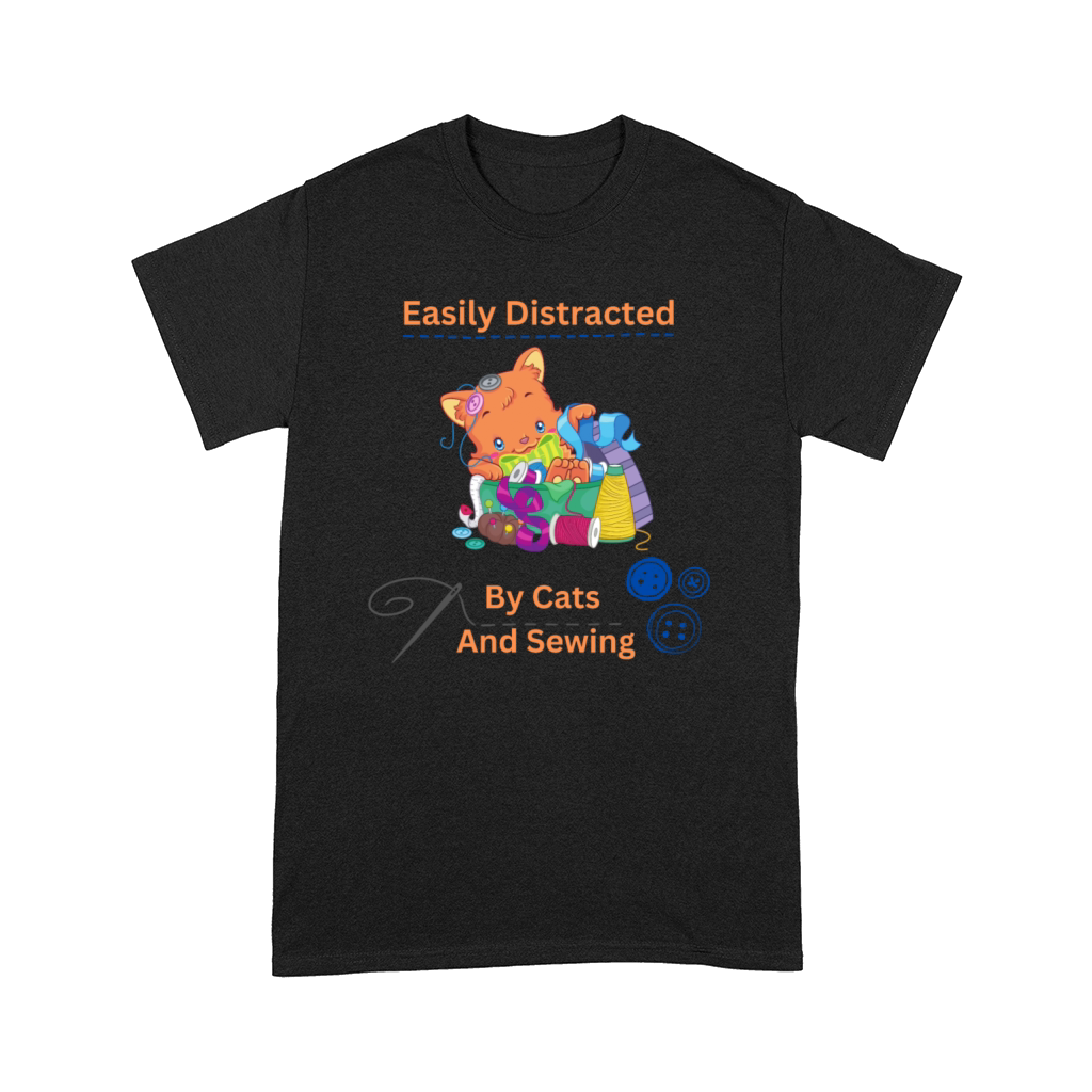 Easily Distracted By Cats And Sewing - seamstress Comfort T-shirt