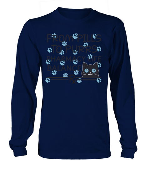 Pharmacy Cat From Pills to Purrs blue-black Long sleeved Unisex