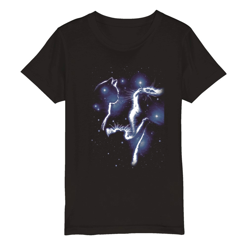 90s Vintage Graphic Cats Cosmos Organic Kids Crewneck T-shirt