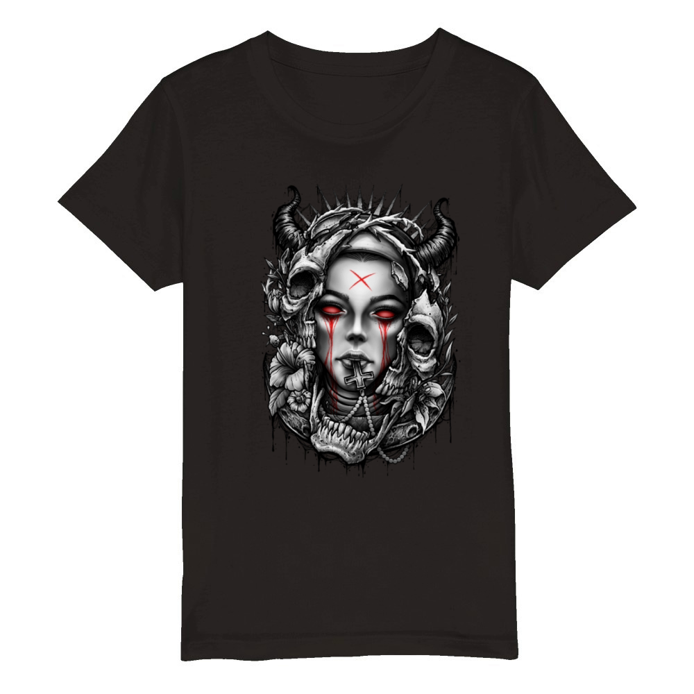 Dark witch nun Organic Kids Crewneck T-shirt