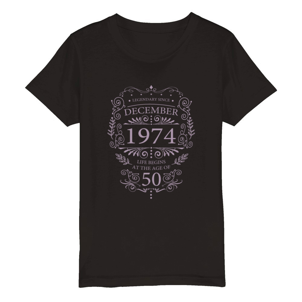 Legendary since December 1974 Birthday Ornament Organic Kids Crewneck T-shirt