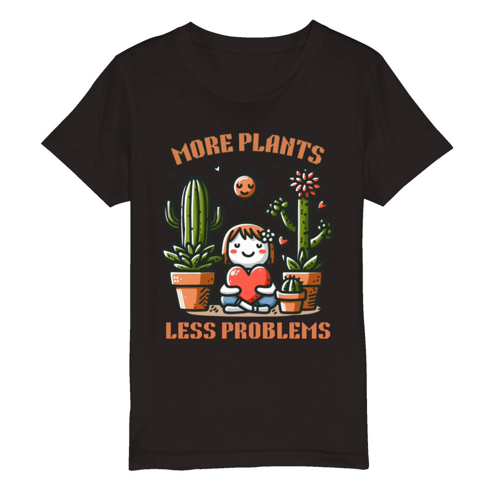 More Plants Less Problems Organic Kids Crewneck T-shirt