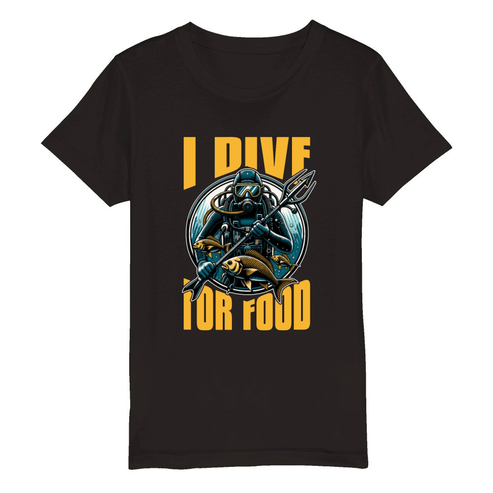 Spearfishing I Dive For Food Fishing Enthusiast Organic Kids Crewneck T-shirt