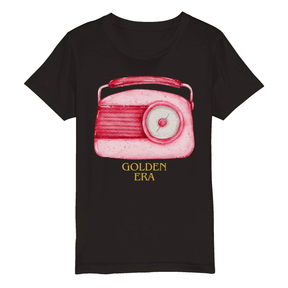 Vintage Radio Design with Golden Era Organic Kids Crewneck T-shirt