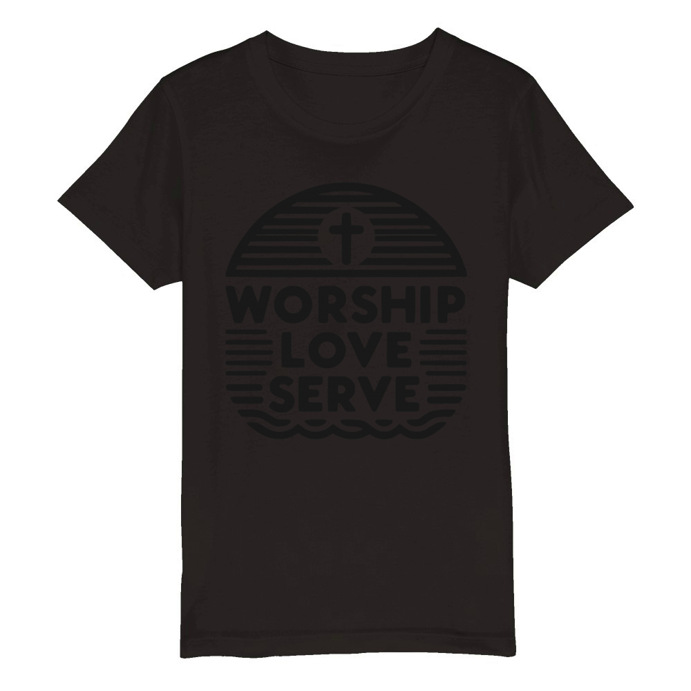 Worship Love Serve Organic Kids Crewneck T-shirt