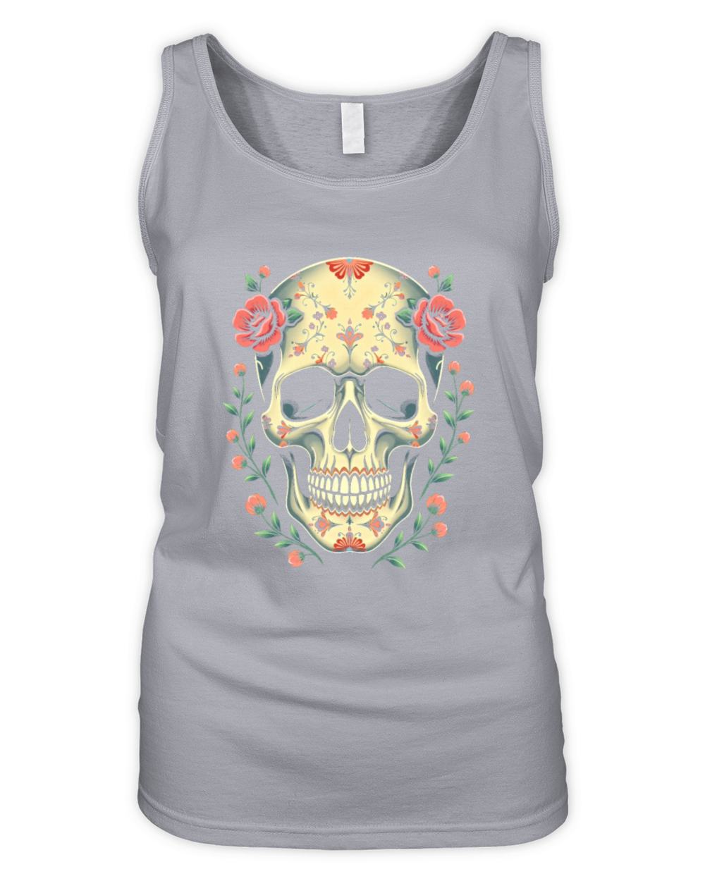 Colorful Skull Design Organic Women's Tank Top