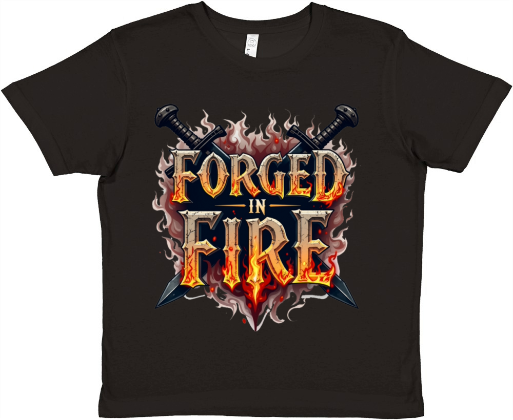 Forged in Fire - Medieval Typography T-Shirt Premium Kids Crewneck T-shirt