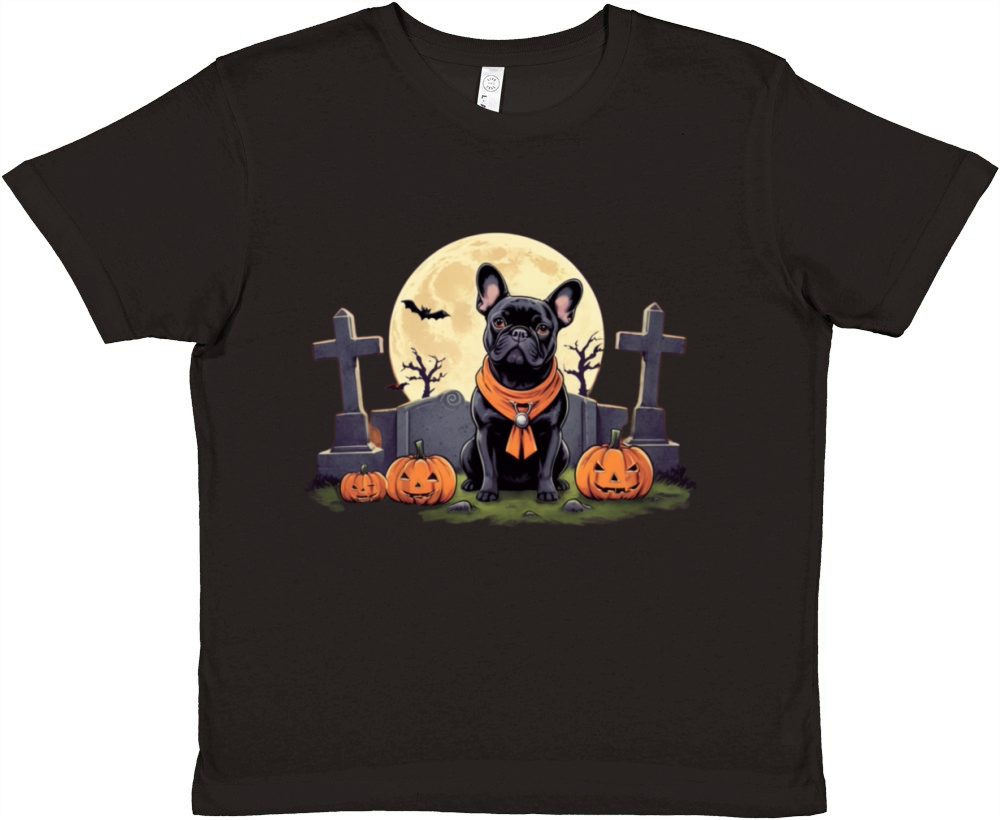 French Bulldog in Halloween Graveyard - Retro Premium Kids Crewneck T-shirt
