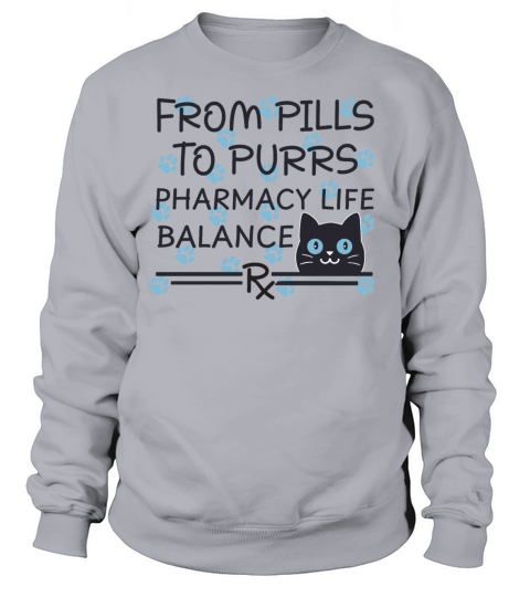Pharmacy Cat From Pills to Purrs blue-black Sweatshirt Unisex