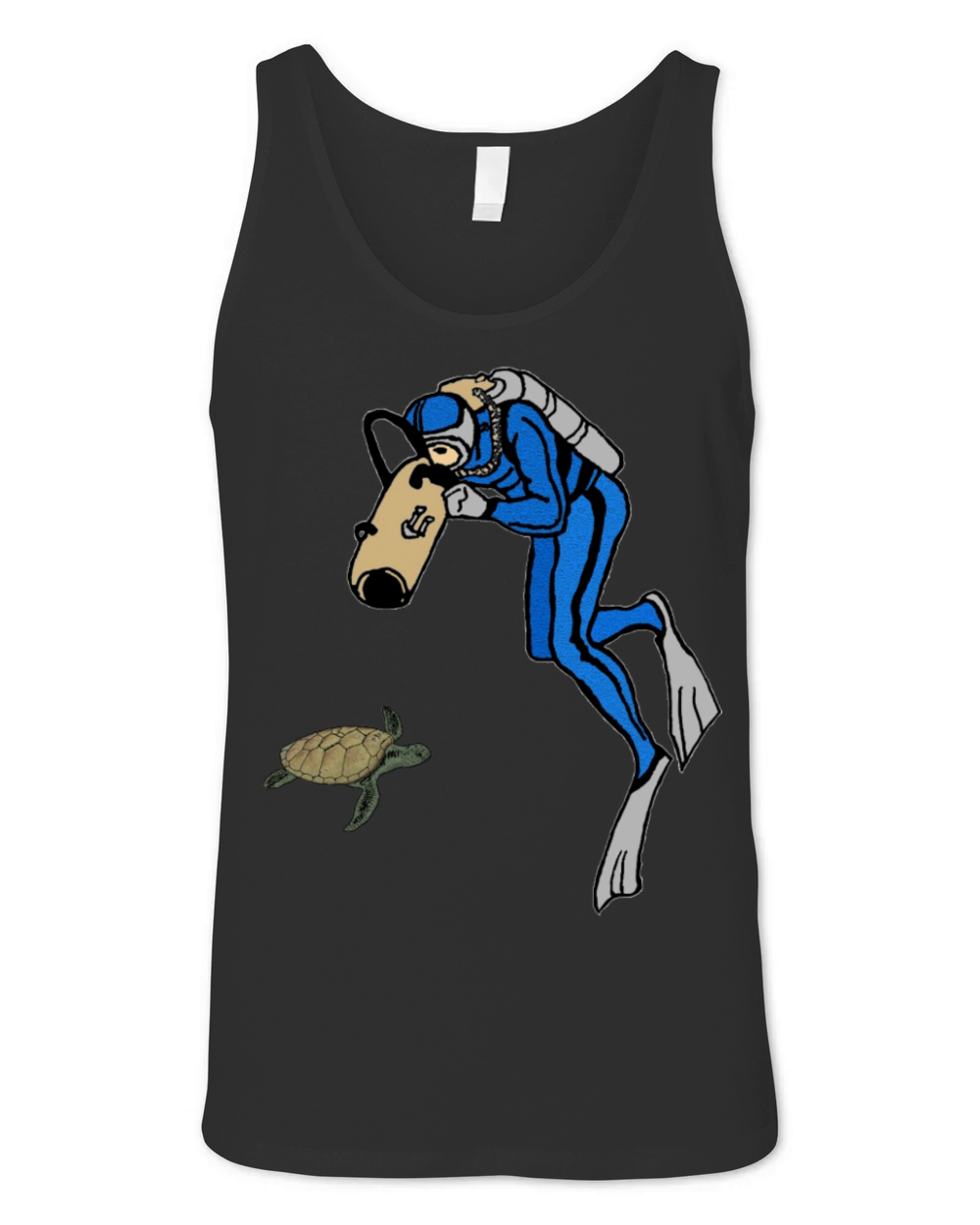 Vintage SCUBA Diver Photographing a Turtle URM Unisex Jersey Tank