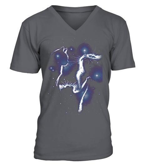 90s Vintage Graphic Cats Cosmos V-Neck T-shirt