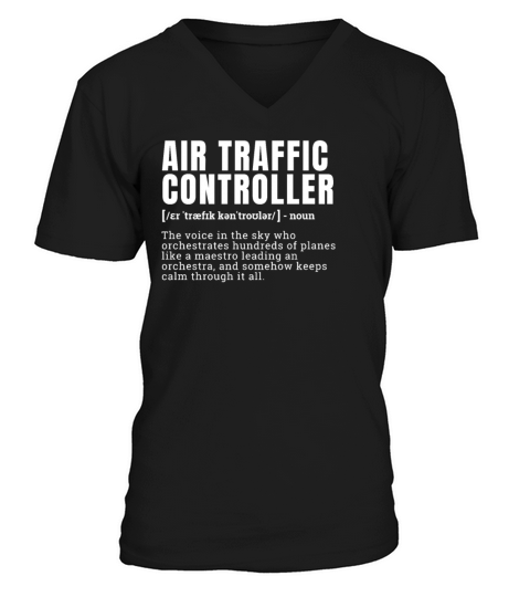 Funny Air Traffic Controller Definition Occupation V-Neck T-shirt