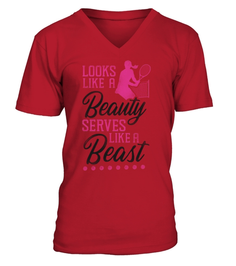 Funny Tennis Player Racket Girl V-Neck T-shirt
