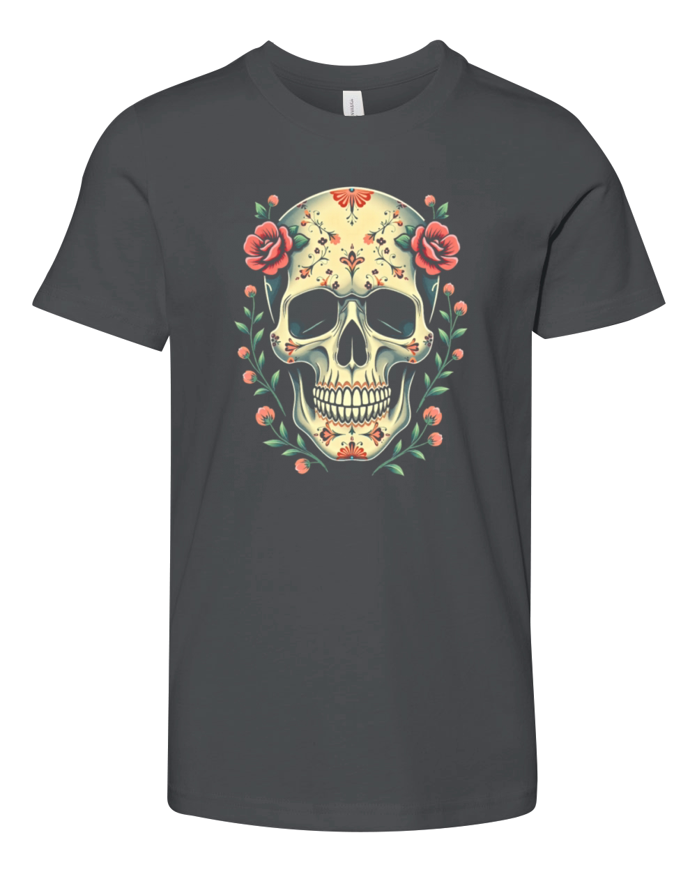 Colorful Skull Design Youth Unisex Jersey Tee