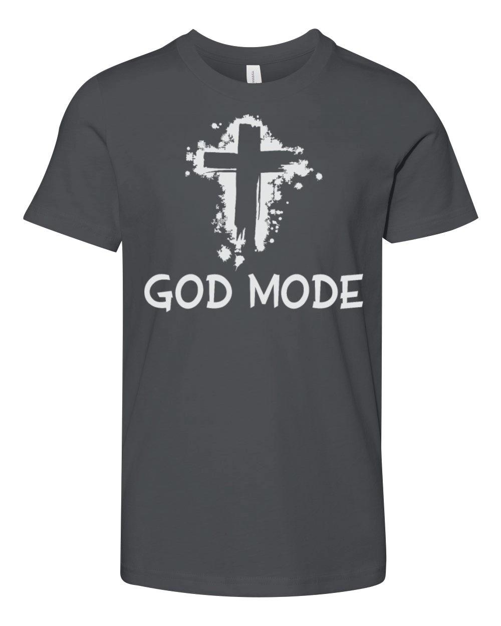 God Mode Quote With Christian Cross Youth Unisex Jersey Tee